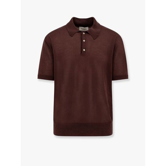 Laneus Men Knitted Polo Shirt With Ribbed Profiles